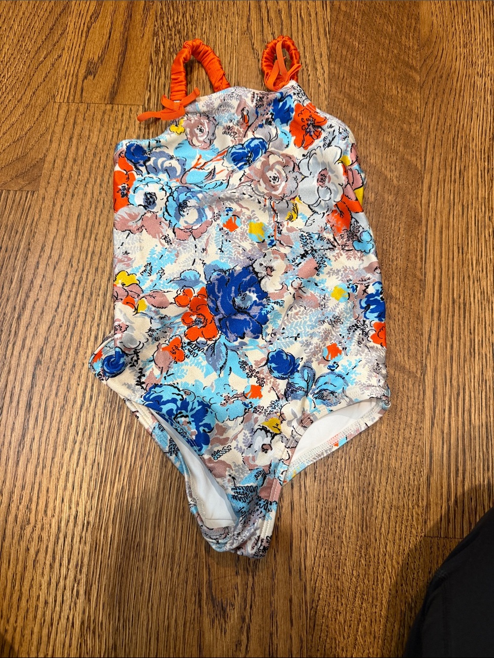 Zimmermann Girls Floral One-Piece Swimsuit in Blue, Orange, Pink